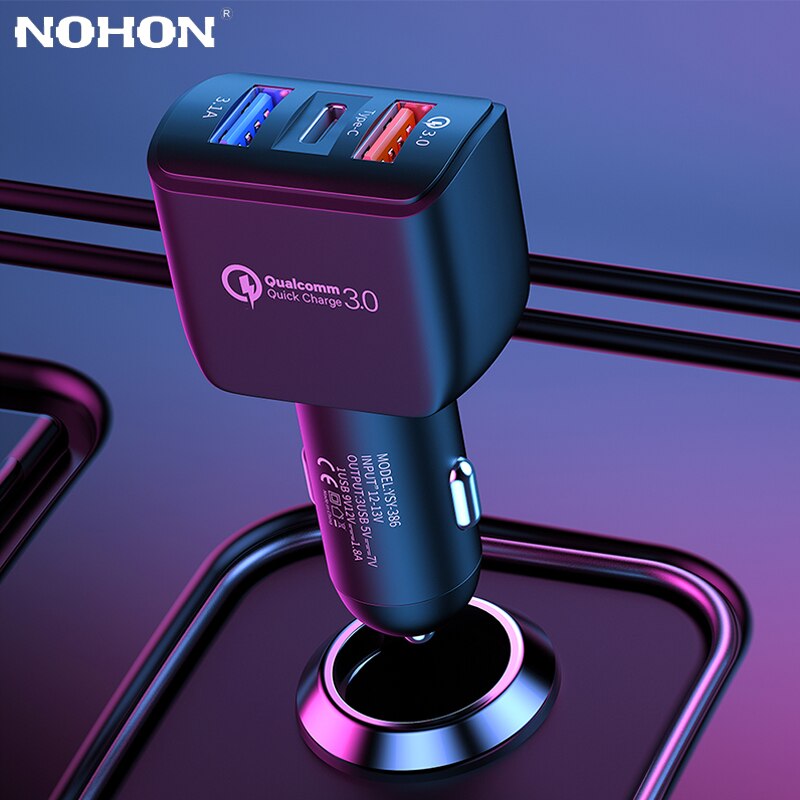 18W PD 3.1A Car Charger Dual USB Type C Fast Charging QC 3.0 Phone Charger Adapter For iPhone 12 11 Pro Max 6 7 8 Xiaomi Huawei