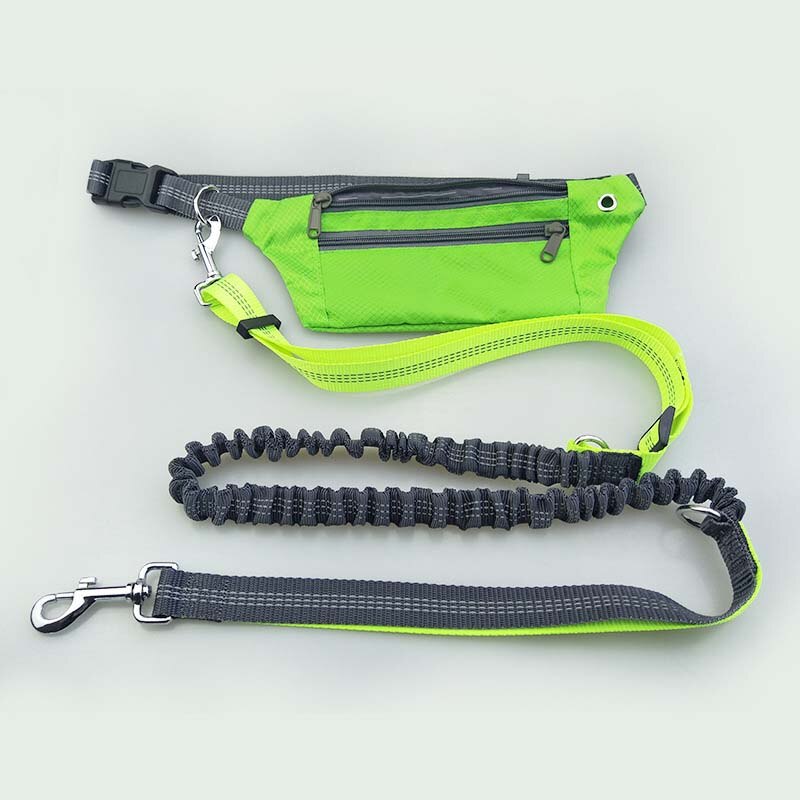 Pet Dog Elastic Belt Running Leash Set Hands Free Dog Leashes Collar Pets Accessories Puppy Dog Harness Leash For Sports Pet: Green Set