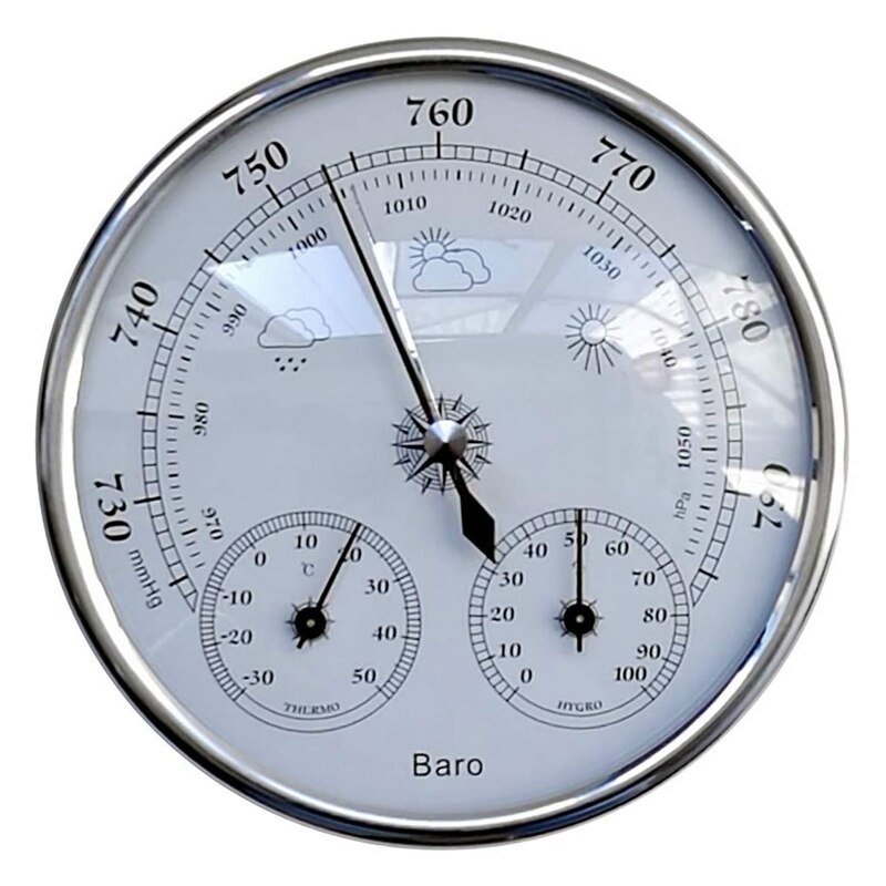 Wall Mounted Household Barometer Thermometer,Hanging Hygrometer Weather Station: Default Title