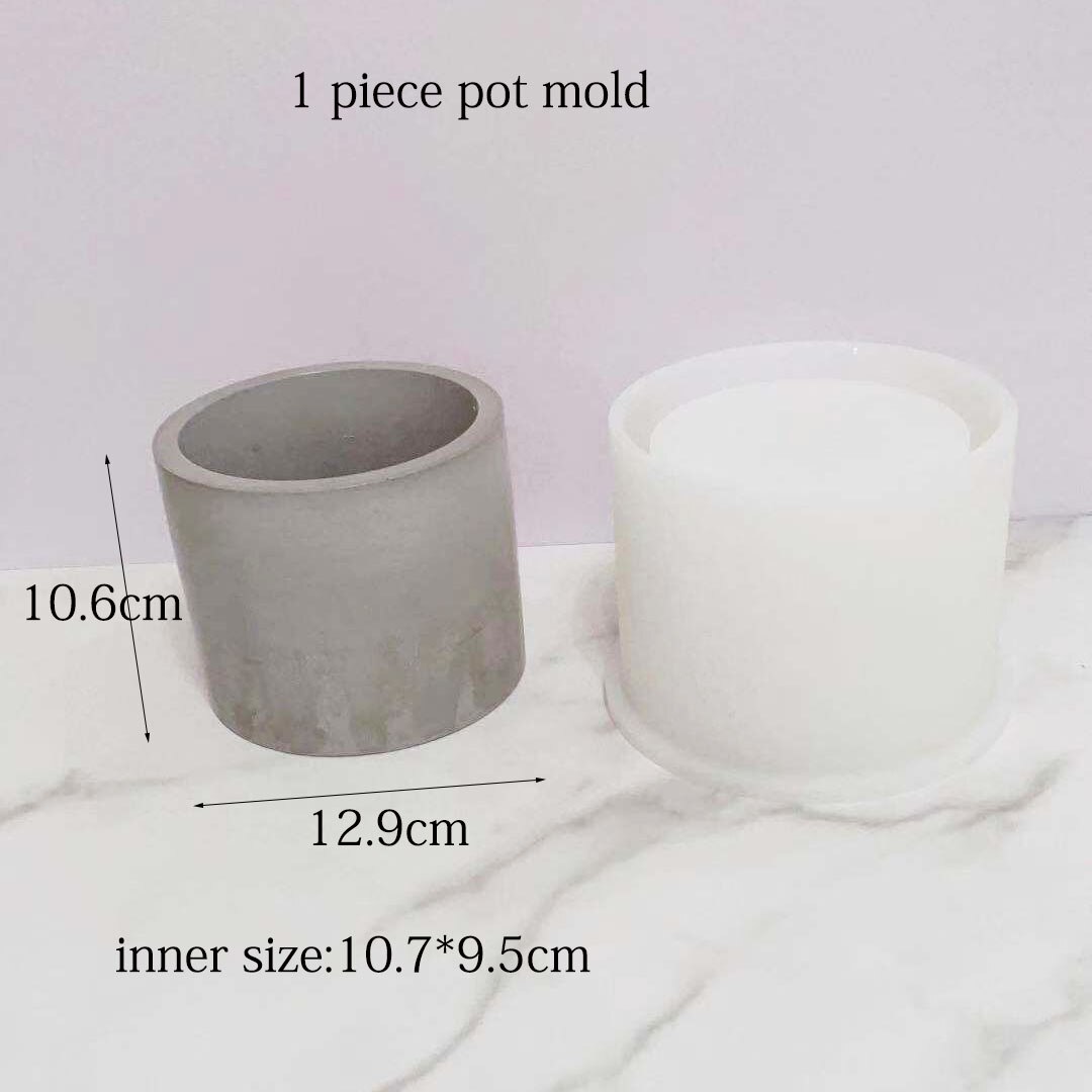 Moule de Pot de fleur en Silicone Jesmonite, grand moule de Pot rond de fleur de bougie en béton de pilier de multi-taille: 12.9x10.6cm