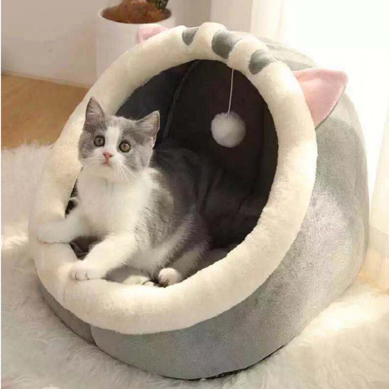 Cama suave y cálida para gatos, casa cálida de invierno, cueva para perros, nido suave, perrera, cama para gatitos, saco de dormir para perros pequeños y medianos