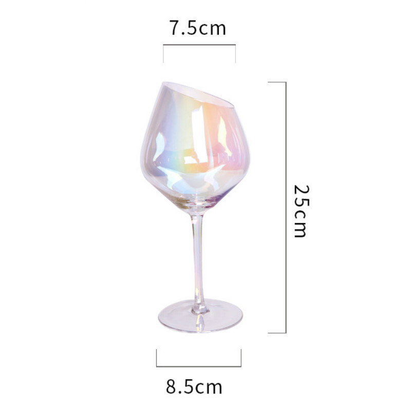 Copa de corte oblicuo de Arte de , Copa familiar de 200-600ml, Color arcoíris, gris ahumado, ámbar, vino tinto, champán, vino: Multicolor