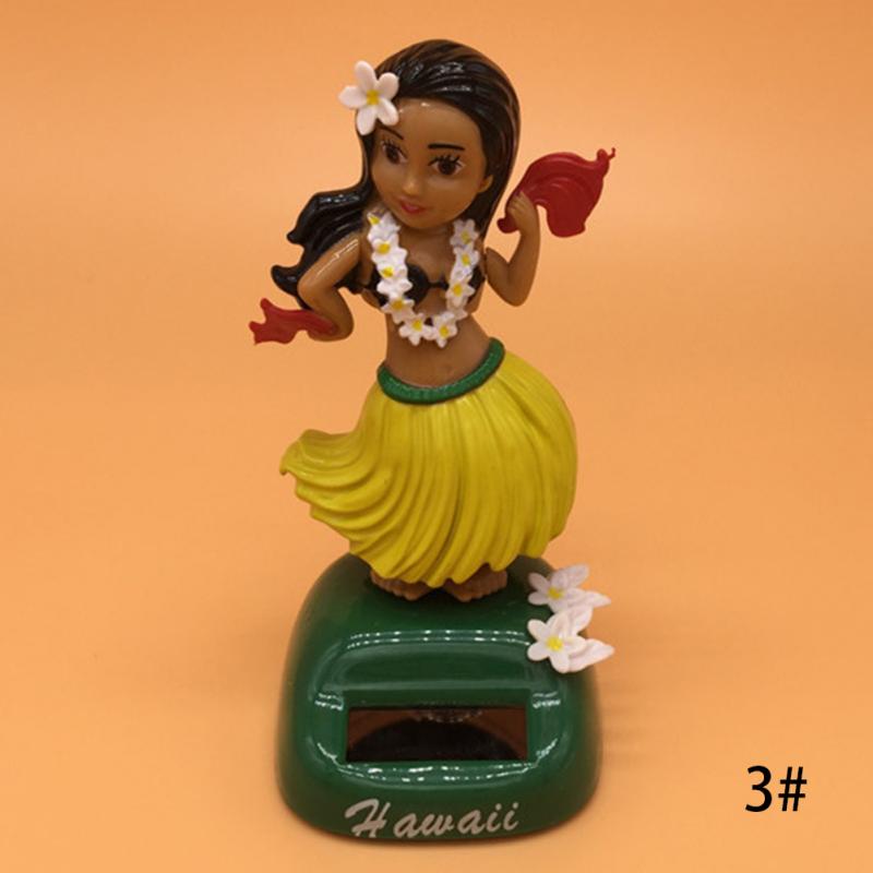 Solar Powered Swing Toy Environmental Dancing Car Decor Durable Hula Girl: yellow a