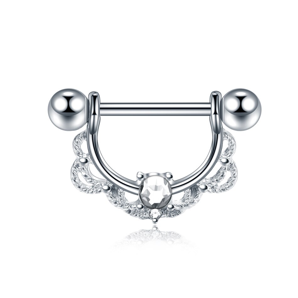 1 Pza barra pendiente de tuerca para el trago 14G anillos de pezón de ópalo Piercing de acero inoxidable anillos de pecho de cristal mujer joyería del cuerpo: 2