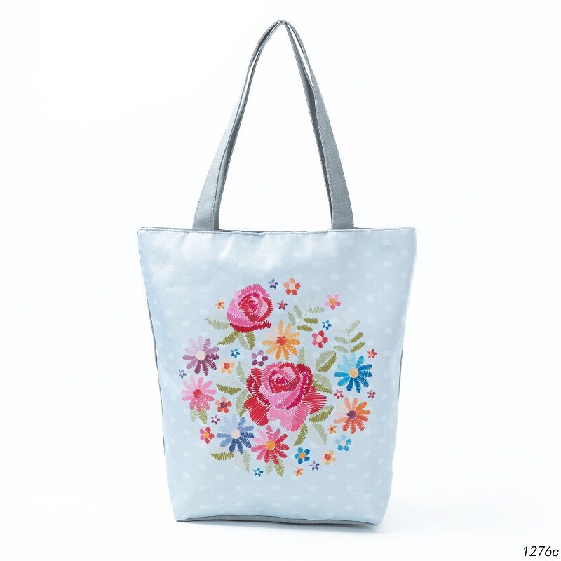 Miyahouse-sacs à main en toile avec motif floral, fourre-tout d'été, sac de plage, papillon, à une épaule Shopping: 01276c