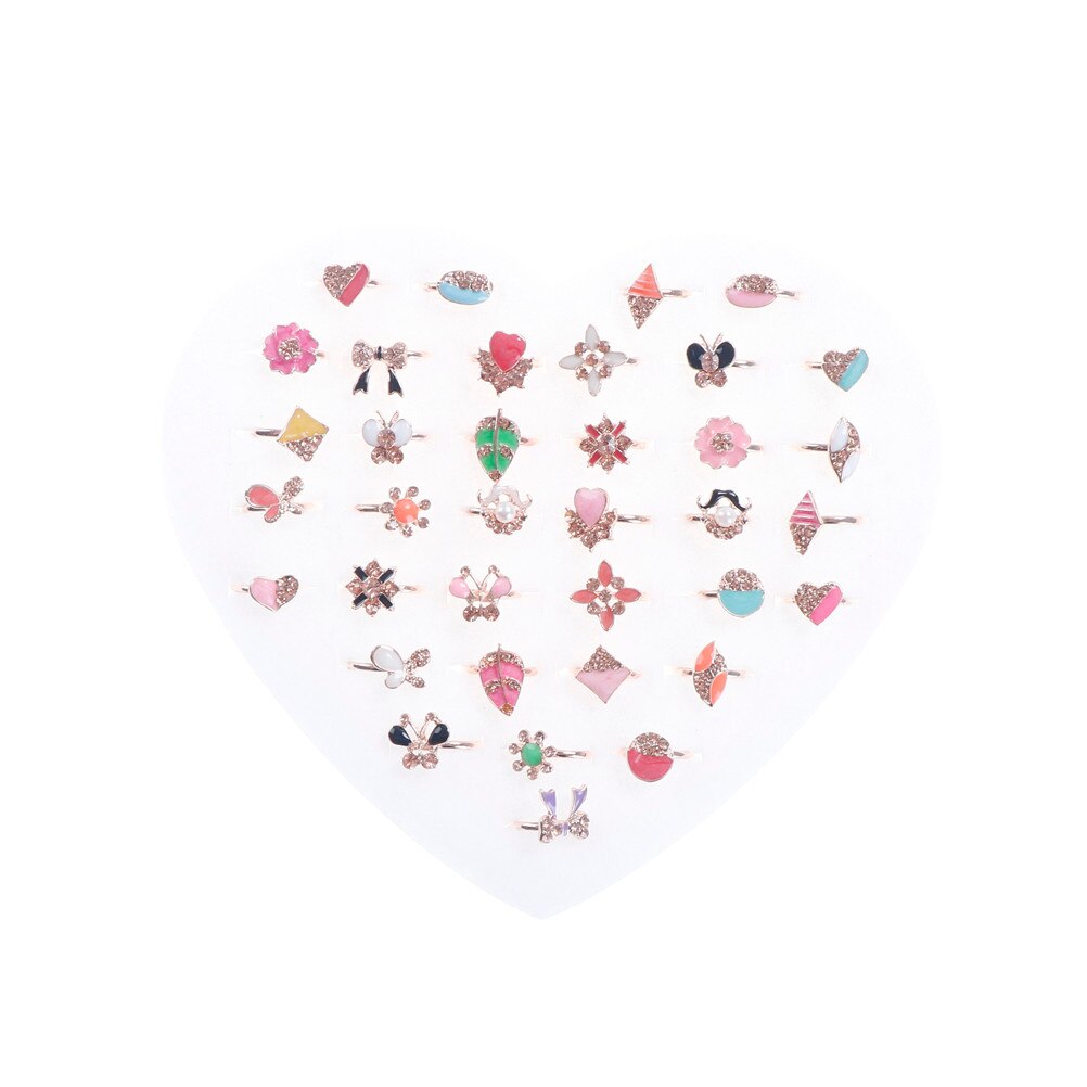 6pcs Mixed Lots Crystal Rhinestone Girl Kid Children Pretend Play Rings Cute Animal Sweet Rings Rings
