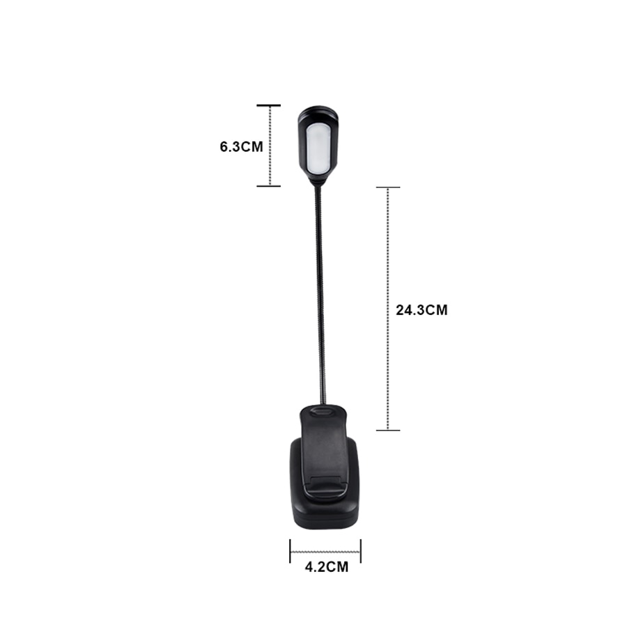 Justerbart ledet boklys med svanehals klips 5 lysdioder aaa batteridrevet fleksibel nattlesebordslampe bærbar kjølig hvit: Alternativ 2