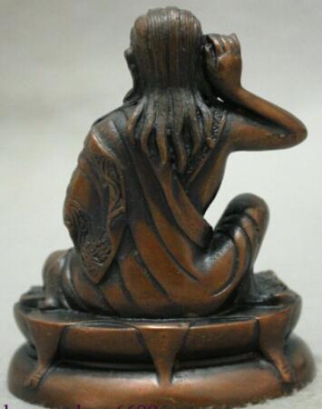 Statue de tête de cerf bouddhiste tibétain en Bronze, Milarepa Arhat