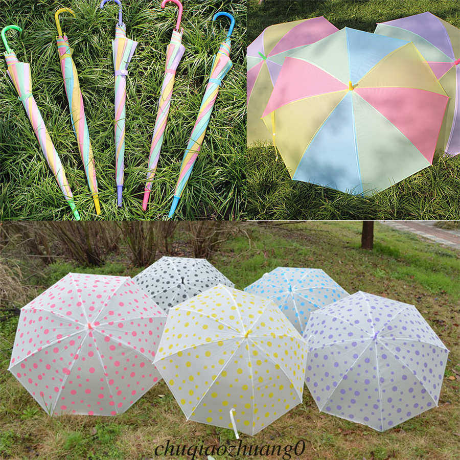 Paraplu Regenboog Dot Clear Paraplu Anti-Uv Parasols Beschermen Tegen Wind En Regen Long-Handvat Paraplu Kleur Willekeurig