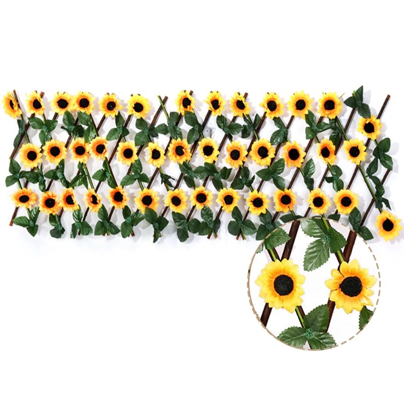 50LB Garden Expandable Fence Privacy Screen for Balcony Patio Outdoor Decorative Artificial Sunflower Leaves Fencing Panel Decor: Default Title