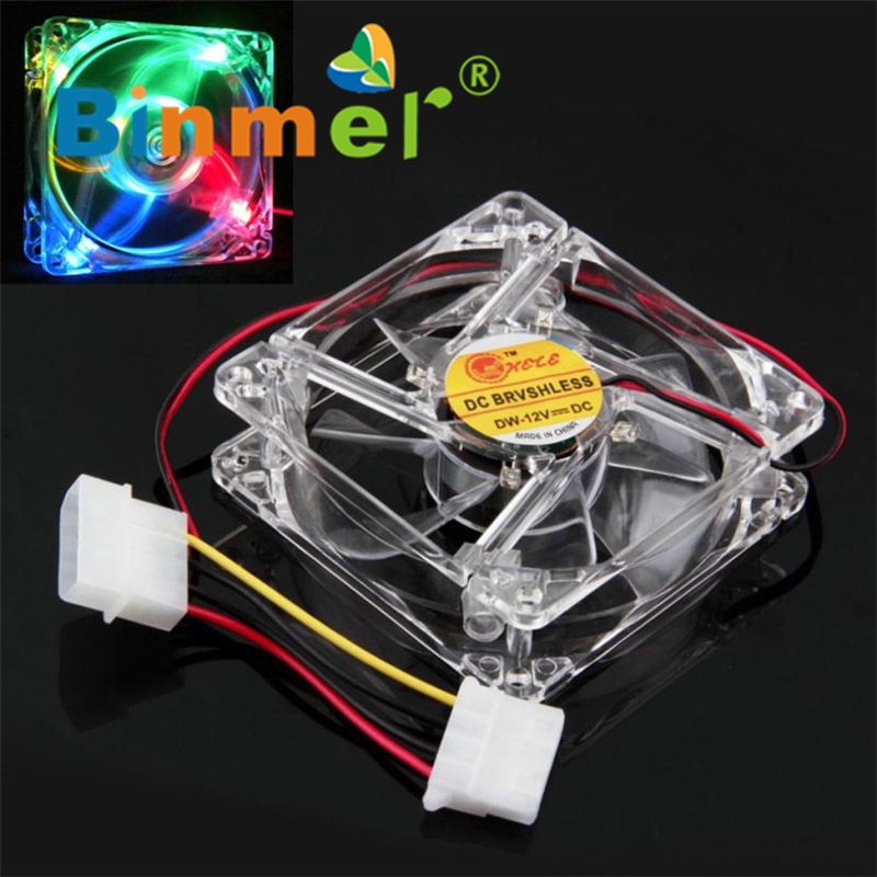 Colorful Quad 4-LED Light Neon Clear 80mm PC Computer Case Cooling Fan Mod_KXL0718