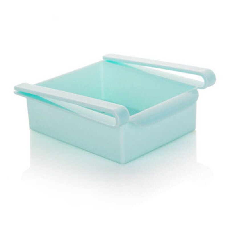 Verstelbare, uitrekbare lade, koelkastverdeler, keukenorganizer, voedsel- en groentelaag, opbergrek: Blauw-b
