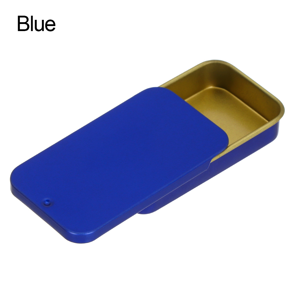 Tinplate Box Slide Lid Push Pull Box Drawer Balm Box Pet Food Portable Box Mini Aromatherapy Jar Candy Small Iron Box Box: SKY BLUE