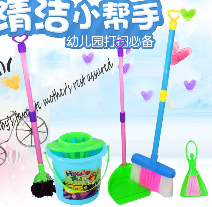 Simulation de maison de jeu pour enfants, Mini brosse de nettoyage éducative, outils de maison, balai, vadrouille, jouet pour ménage: 6PCS