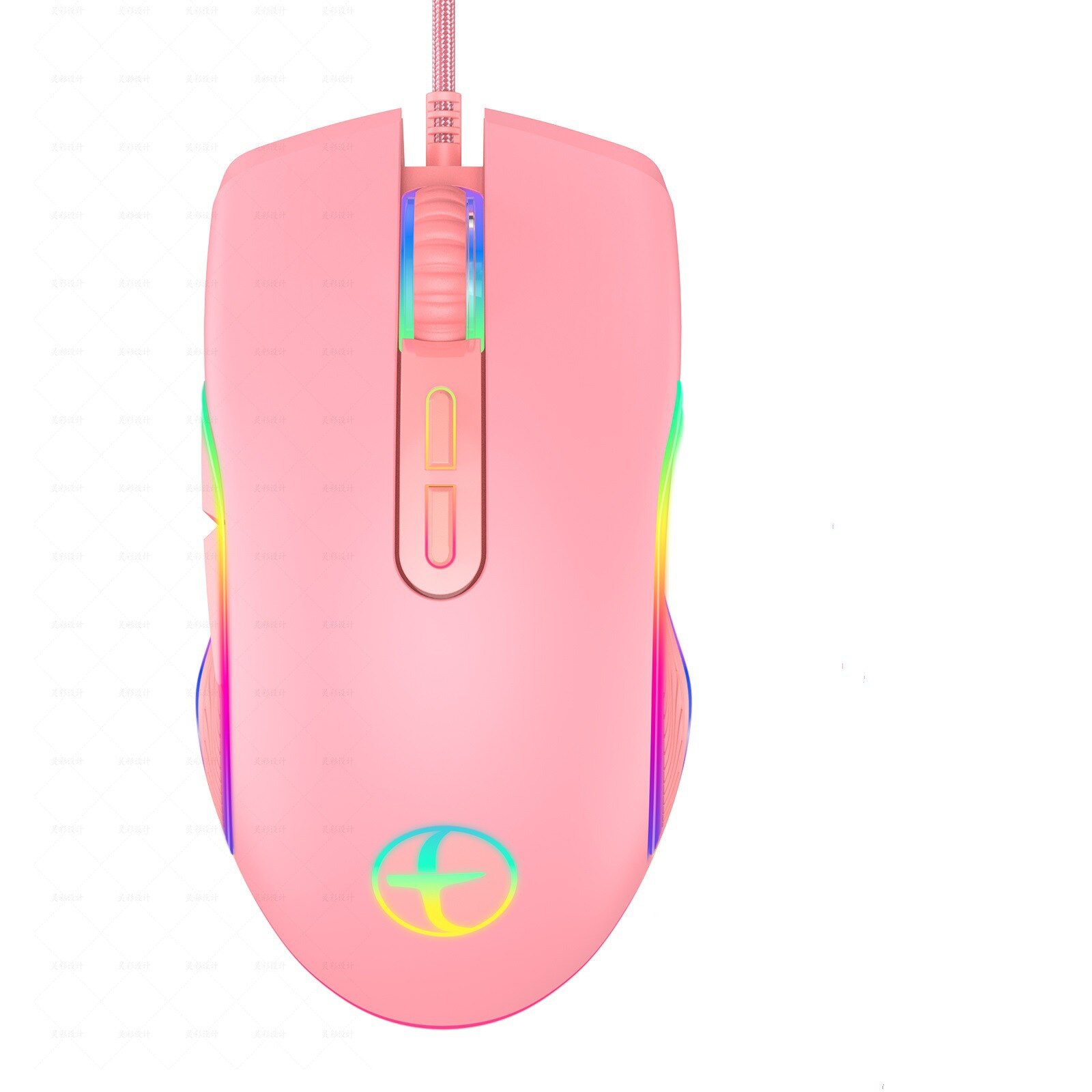 Pink Mouse Girl RGB Backlight Wired Mouse TYPE-C Gaming Mouse for PC Laptop Gaming: Pink USB