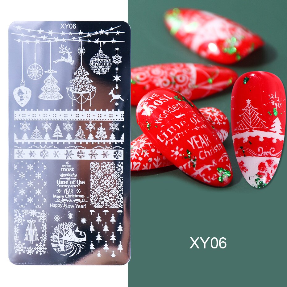 1 stk jule nail art stempling plater snøflak bokstaver blader negle stempel maler polish sjablonger manikyr trxy 01-08