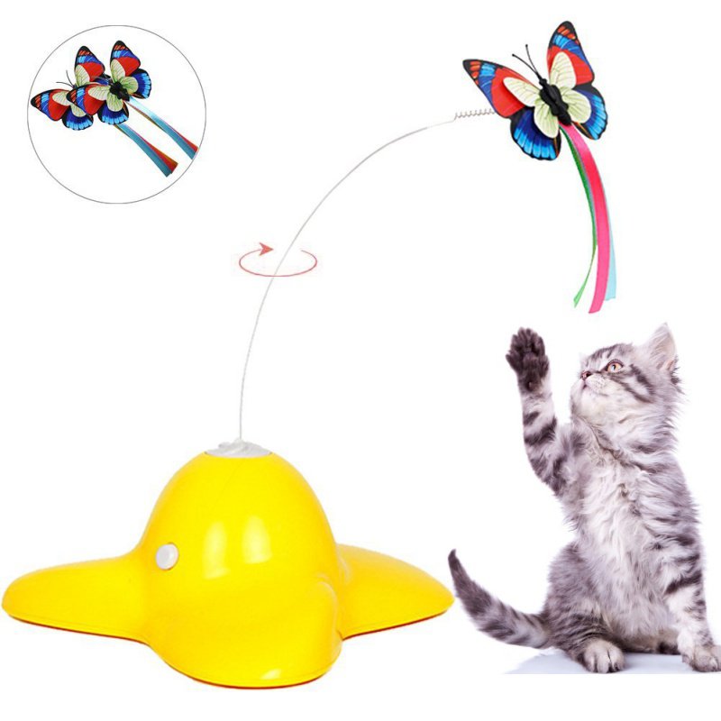 Bascolor Electric Rotating Butterfly Cat Toys with Two Replacement Flashing Butterflies Interactive Toy For Cats