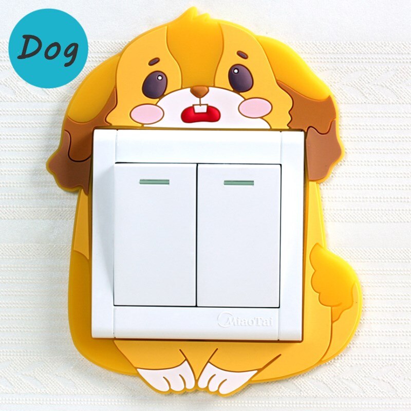 3D Silicone On-off Switch Sticker Luminous Switch Wall Stickers Cute Cartoon Children Bedroom Fluorescent Switch Home Decoration: Dog
