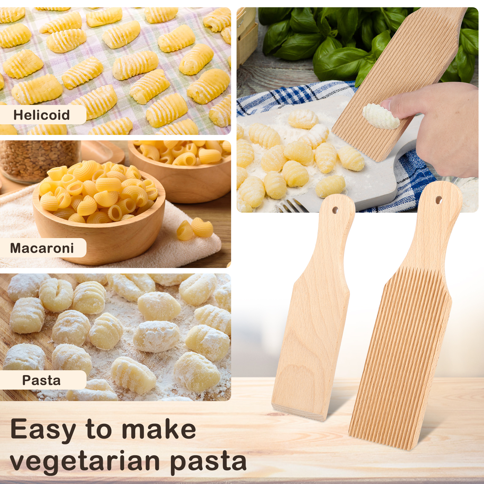 Planche à pâtes Gnocchi en bois, pagaies de poupée 9.1x2.8, planche à pâtes Macaroni Spaghetti amaran, zones de fabrication de Gnocchi pratiques, pâtes faites