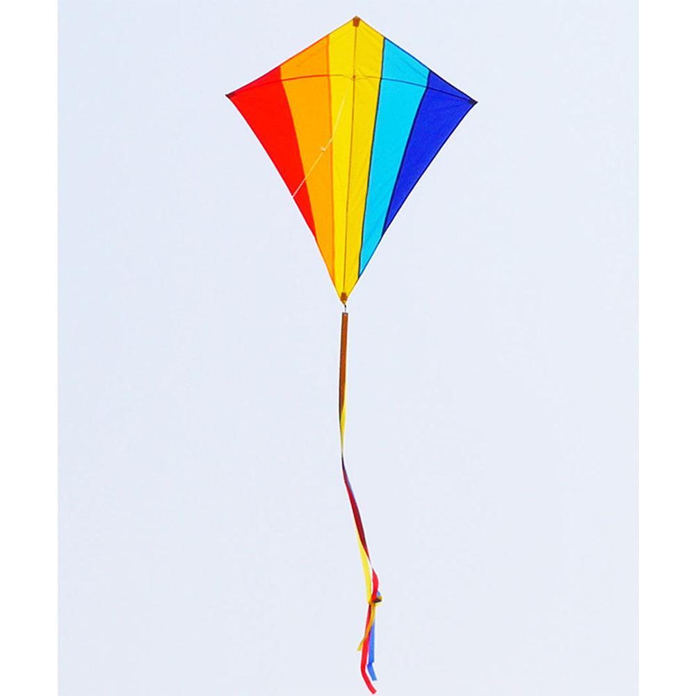 Colorful Rainbow Kite Long Tail Polyester Outdoor Kites Flying Toys For Children Kids Surf Kite With Control Bar And 30m Line