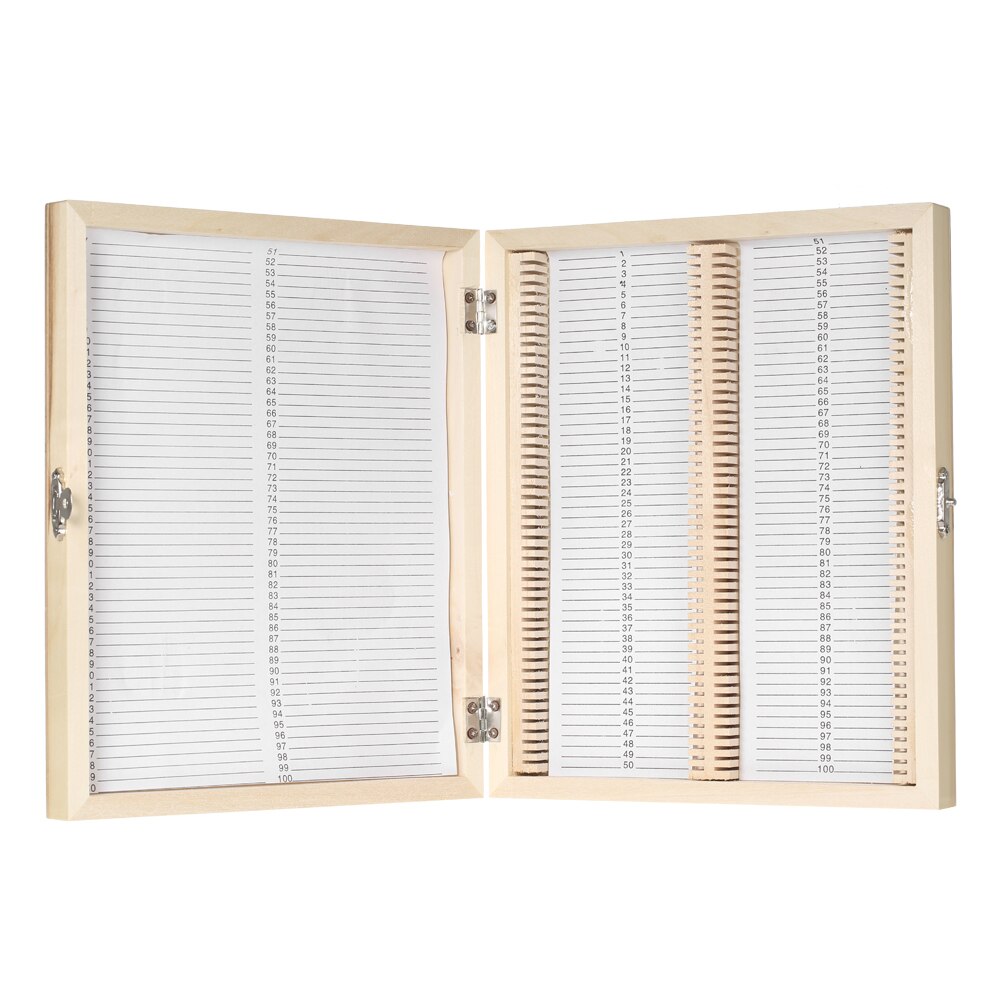 KKmoon Slide Box 100-Places Wooden Slide Storage Box with Numbered Slots Contents Sheet for Prepared Microscope Slides
