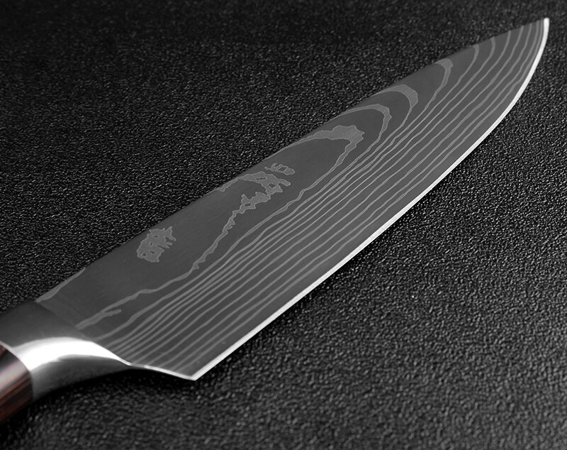 XITUO Beauty Veins Kitchen Knives Paring Utility 2*Santoku Slicing Chef Damascus Veins Color Wood Handle Stainless Steel Knife