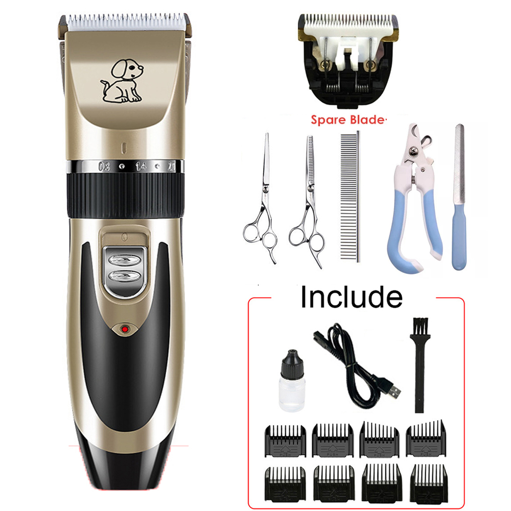 Electrical Pet Clipper Grooming Kit Rechargeable Animals Hair Cutting Machine Pet Cat Dog Hair Trimmer Shaver Set: SET 1