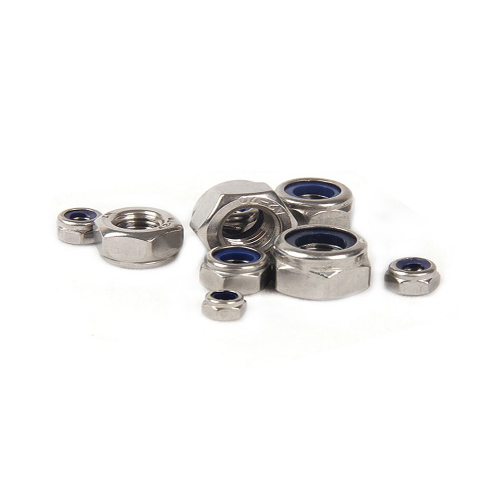 304 stainless steel self-locking nylon ring nut M2 M2.5 M3 M4 M5 M6 M8 M10 M12 Hex Nuts Locknut Slip Lock Nut