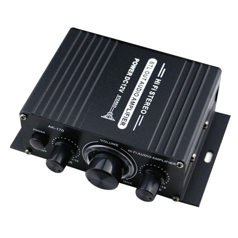 400W DC12V Dual Channel Mini Hifi Aux Eindversterker Voor Ak 170 Met Blauwe Led Light