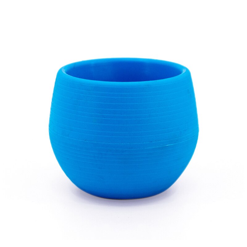 Mini Eco-friendly Colourful Round Plant pot Plastic Flower Pots Plants Bonsai Nursery Pots Garden Home Office Decor: blue