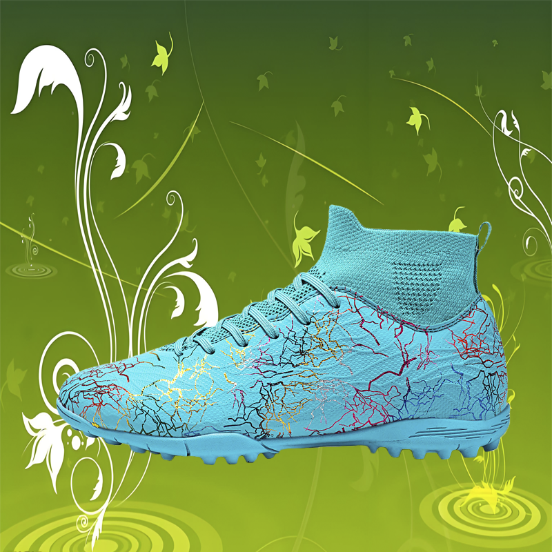 Men Football Boots Breathable Sport Training Soccer Shoes Cleats Sport Outdoor TF Futsal Match Turf Grass: SKY BLUE / 32