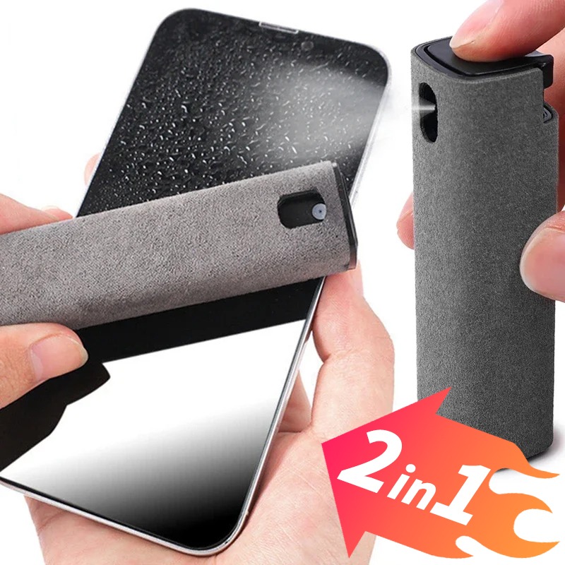 2-in-1-Telefon-PC-Bildschirmreiniger, Sprühflaschen-einstellen, praktisch, Tablette, PC, Laptop, Bildschirm, Staubentferner, Mikrofaser-Wischer-Reinigungswerkzeug