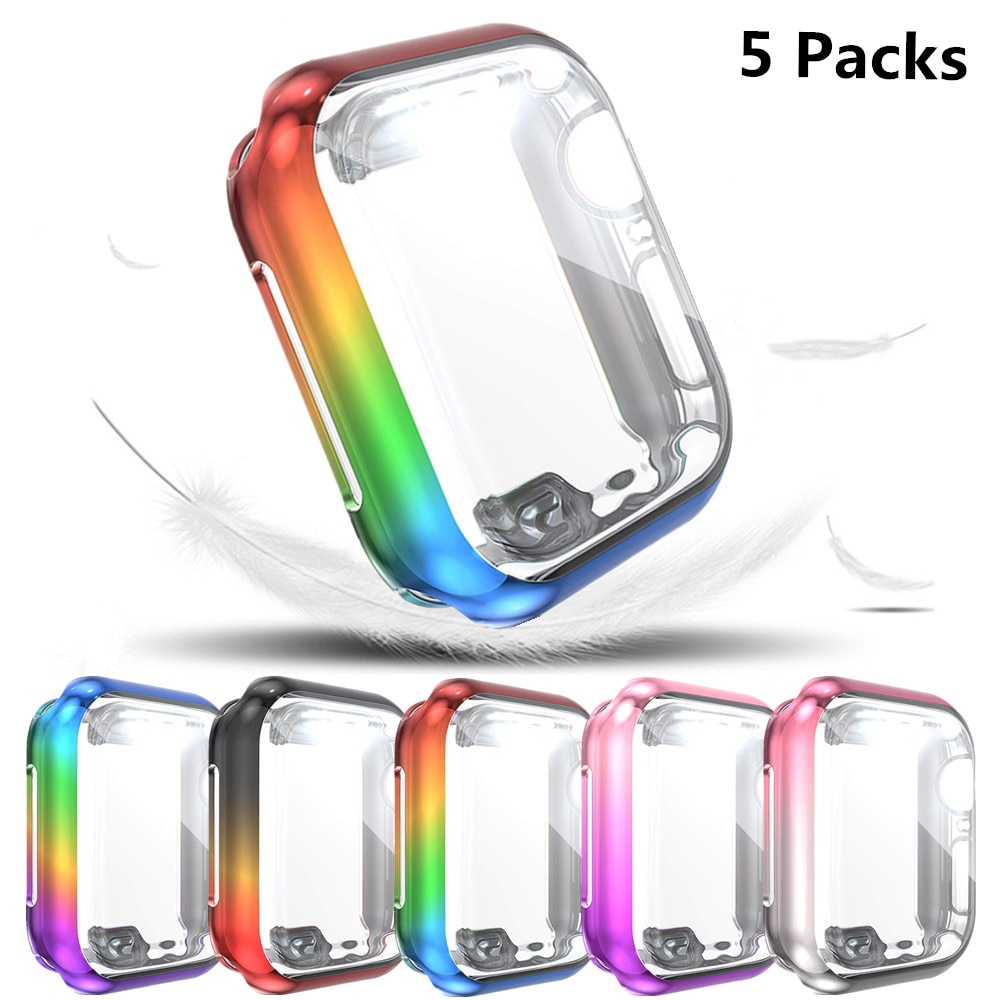 5 carcasas de de Color degradado para Apple Watch Series SE 6 5 4, cubierta protectora delgada, parachoques de para iWatch 44MM 40MM