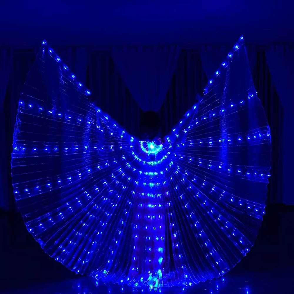 Leuchten LED ist FlüGel Bauchtanz Kostüm Frauen glühen Schmetterling FlüGel Mit Teleskop Stäbchen Karneval Halloween Party Requisiten Tragen: Lila