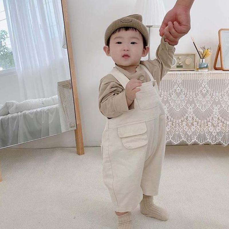 Baby Boy Overalls Solid Color Autumn Cotton Girls Jumpsuit Casual Loose Overalls Infant Kids Jumpsuit Pants
