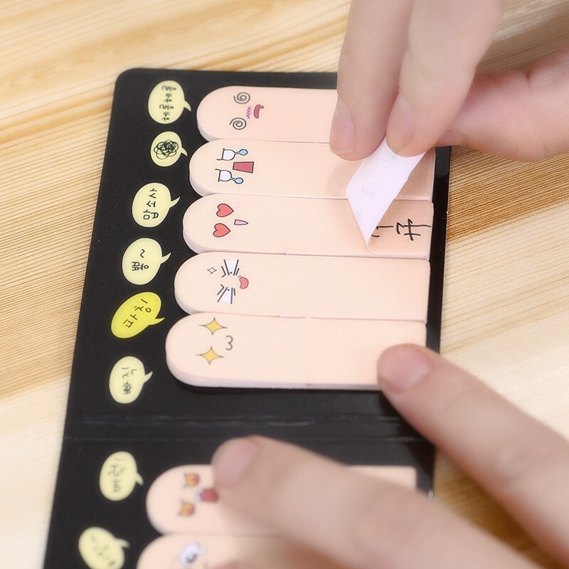200 vellen/Set Leuke Kawaii Creatieve vinger Memo Pad Mini Sticky Notes Grappige Uitdrukkingen Papier Sticker Bookmark Papeleria