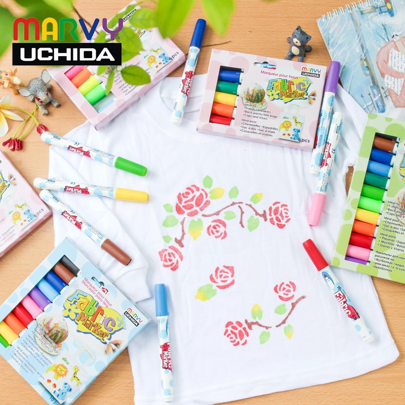 Marvy Fabric Markers Pens 30 Colors Fabric Paint Art Markers Set Child Safe &amp; Non-Toxic DIY Graffiti Painting Clothes Clothing