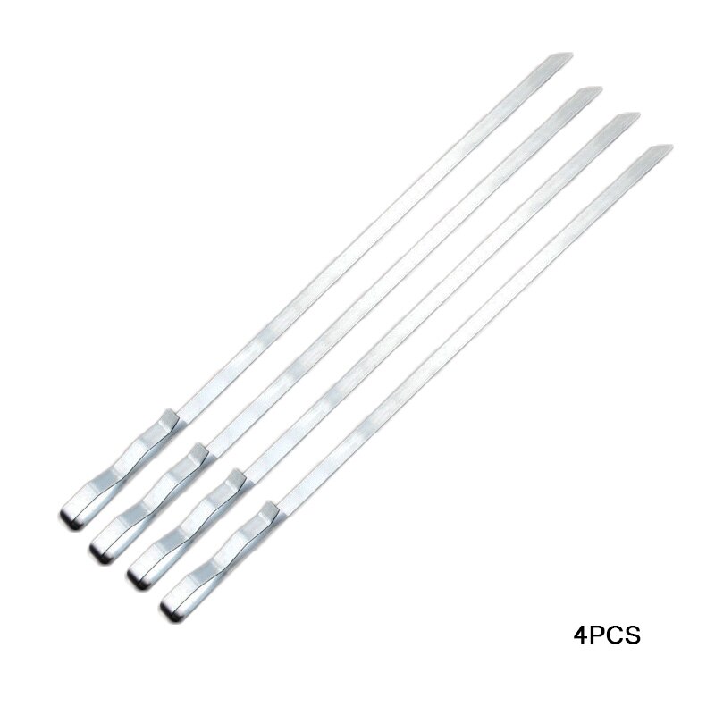 Ruostumattomasta teräksestä valmistetut grillivartaat litteät kebab-grillivartaat grillineula pitkä liha grillitikku grillitarvikkeet retkeily ulkotyökalu 42cm/16.54 "