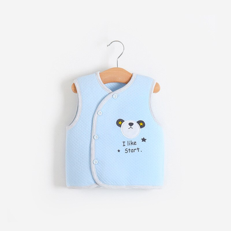 Bébé gilet bébé gilet pur coton et coton vêtements épais -né cheval pince printemps et automne vêtements hiver garçons et filles: Bleu ciel / 18M