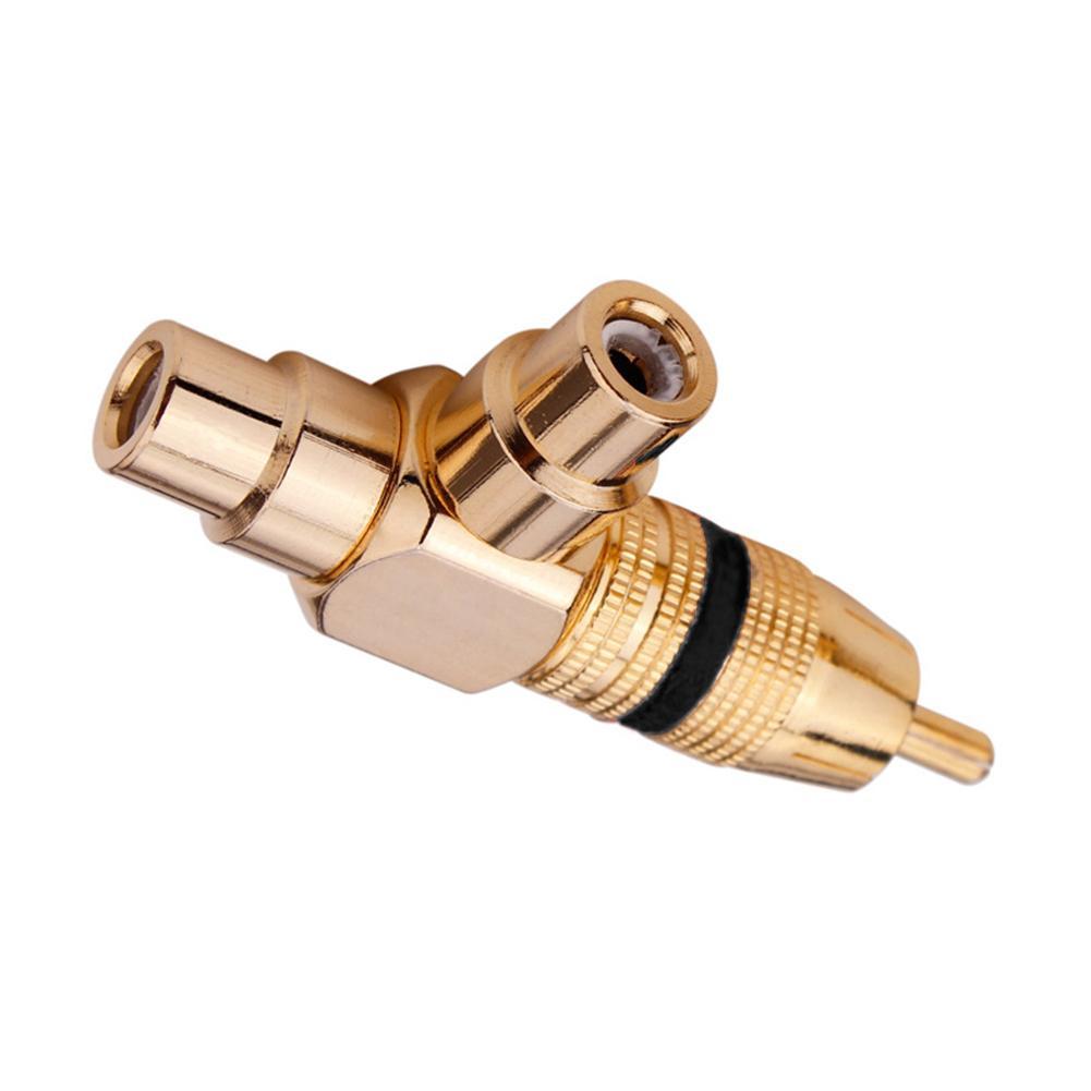 Rca Male Naar 2 Vrouwelijke Plug Rca Audio Signaal Distributeur Adapter Av Video Audio Adapter T-Type Conversie Hoofd connector