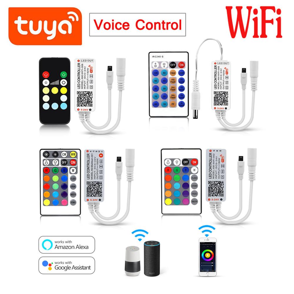 Tuya Smart Leben WiFi LED Controller Rgbw Voice Control Für Alexa Google Home Led Strip12V Licht Musik Smart Lampe Fernbedienung control