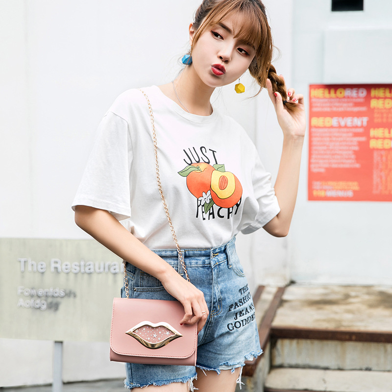 Mode Grote Lippen Schoudertas voor Vrouwen Glanzende Sterren Lederen Portemonnee Vrouwelijke Crossbody Messenger Keten Tassen Dames