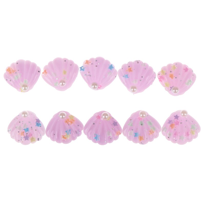 10 st / parti 25*28mm diy glänsande harts abs pärla snäckskal platt bak cabochon diy telefon / hantverk scrapbooking dekoration