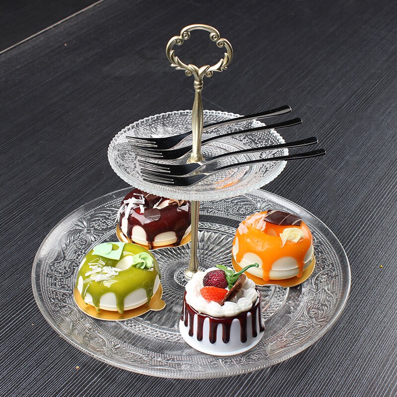 2 or 3 Layer Glass Cake Stand Modern Candy Snack Fruit Plate Afternoon Tea Dessert Display Rack Shelf Home Decor mx11161730