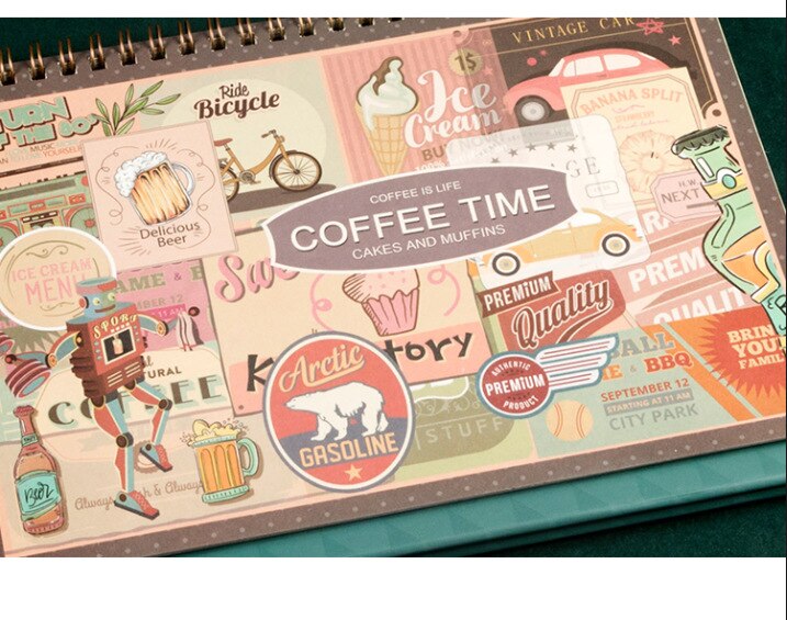 Sharkbang Vintage Desktop Calendar Agenda Planner Retro DIY Table Calendar With Free Stickers School Stationery