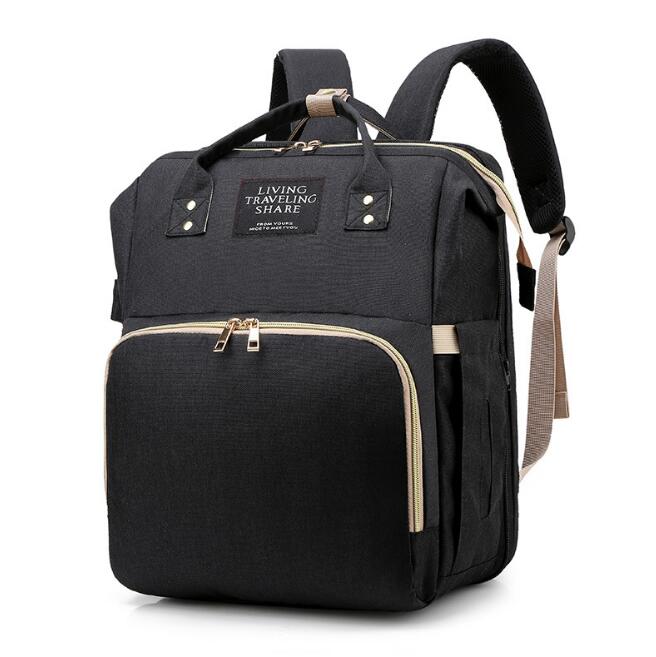 Usb Luiertassen Baby Bed Opvouwbare Zonnebrandcrème Rugzak Wieg Tas Grote Capaciteit Isolatie Verpleging Wandelwagen Zak Met Aankleedkussen: Type B Black