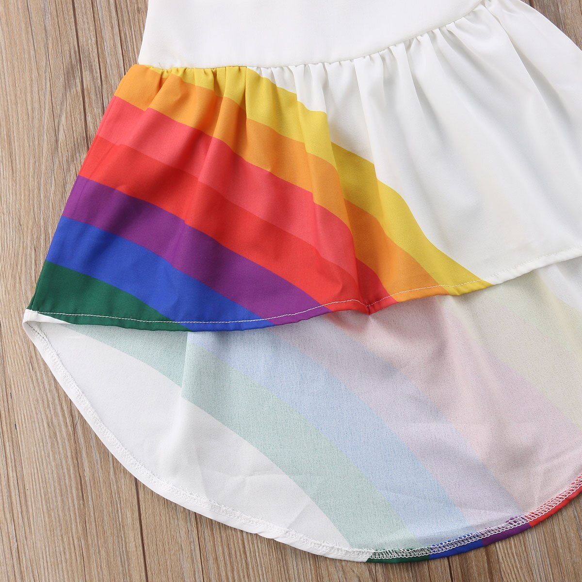 Verano de nueva princesa vestido de chico bebé niñas desfile lindo sin mangas sin respaldo Correa Arco Iris falda para playa vestidos de 1-6T