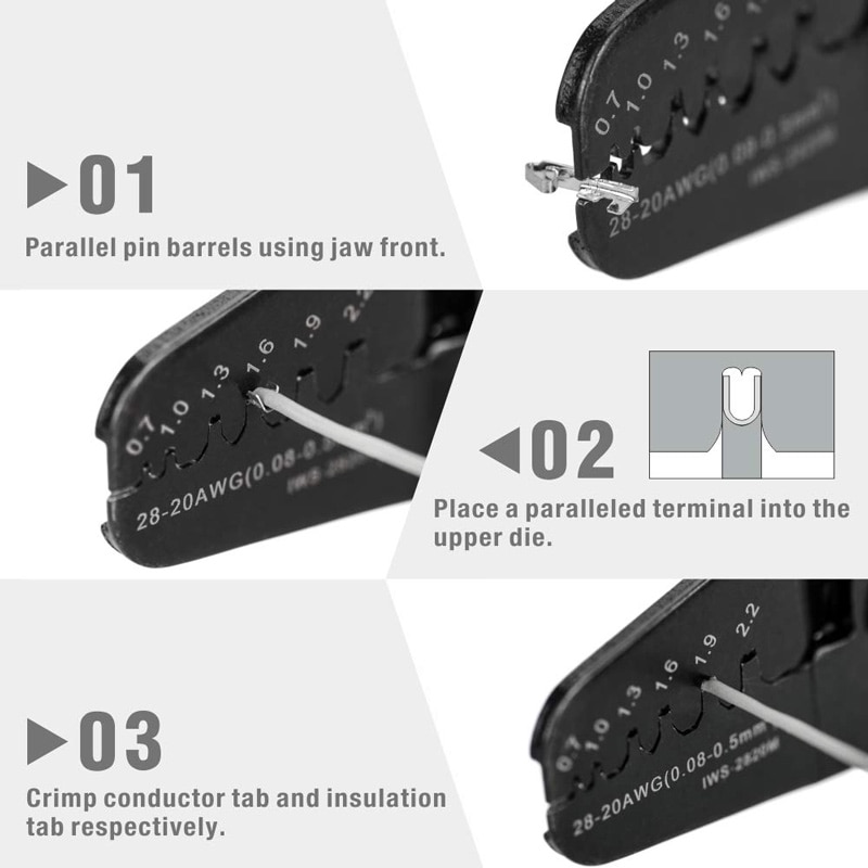 Iws -2820 crimper plier iwiss mini micro open barrel crimpværktøj til awg 28-20 jam molex tyco jst 2.54 terminaler og stik