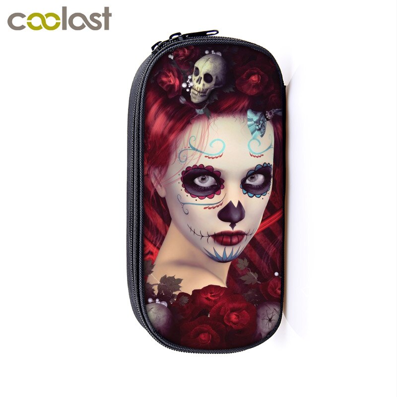 Voodoo dukke / hodeskalle kosmetikkvesker blyantboksveske kvinner sminkeveske jenter skoleveske blyantholder oppbevaringsvesker halloween: Qbbvoodoo 09