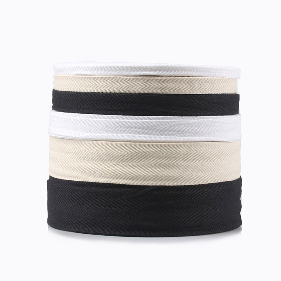 Ruban en sergé à chevrons 50 mètres/rouleau, ruban en coton Beige pour sac, bricolage, couture de vêtements 10mm/15mm/20mm/25mm/30mm/40mm/50mm